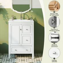 Wall Mounted Vanity Unit White 62x47x90cm - 白色 - 查看 7