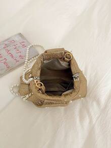 Fashionable Elegant Solid Color Clasp Mini Crossbody Bag Phone Bag - Gold - View 5