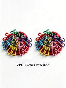 2PCS.4PCS Retractable Windproof Clothesline With 18 Metal Clips, Portable Travel Laundry Drying Line, Suitable For Outdoor Travel Camping - Multicolor - View 14