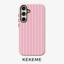 Phone Case - Phone Case:  Pink Vertical Stripe Film 2-In-1 Phone Case, Suitable For Samsung Galaxy S26 S25 S24 S23 S22 S21 S21+ S21 Ultra Plus FE Edge S20 A15 A16 A17 A23 A32 A34 A35 A36 A52 A53 A54 A55 A56, Full-Coverage Drop-Proof - White - View 1