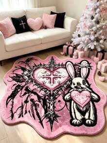 1pc Black & Pink Thorn Heart Rug, Halloween, Dark Gothic Style, Thickened Rug, Thick Rug, Plush Rug, Thickened Rug, Decorative Rug, Bedroom Decor, Small Rug, Rug, Home Decor - Multicolor - View 2