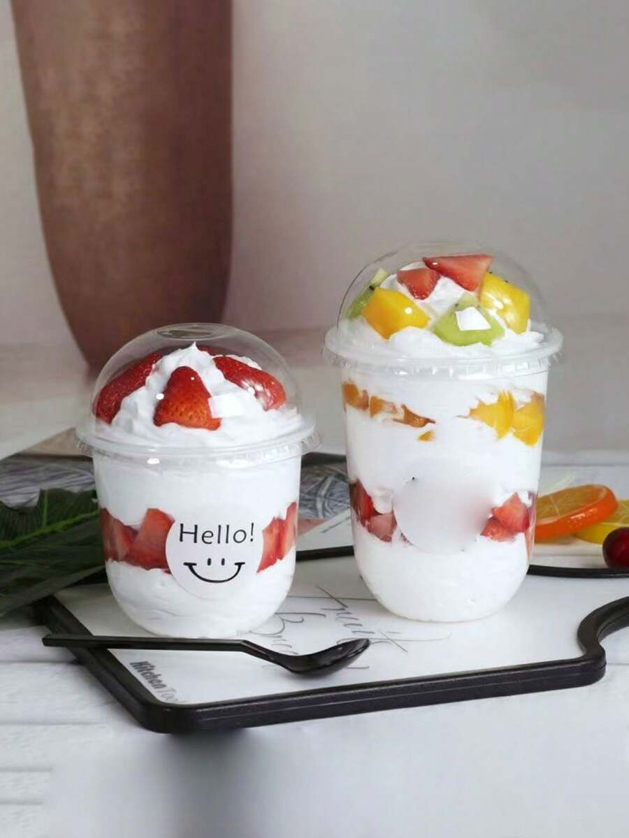 Viral U-Shaped Bobo Cup Disposable Fruit Yogurt Pudding Dessert Cake Ice Cream Bubble Tea Cup With Lid - Transparent - View 1