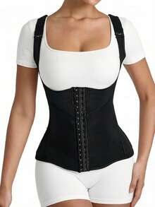 1pc Women's Shapewear, Suitable For Fitness Exercise, Daily Shaping, Colombian Slimming Waist Cincher - Black - View 2