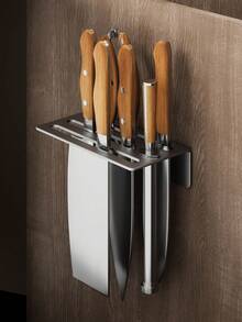 Wall-Mounted Knife Rack, Organizes Various Kitchen Knives Neatly, Suitable For Cleaver, Fruit Knife And Kitchen Scissors, Perfect For Small Apartment Kitchens, Meal Prep Areas, Camping Trailers And Under-Cabinet Storage Space - Multicolor - View 8