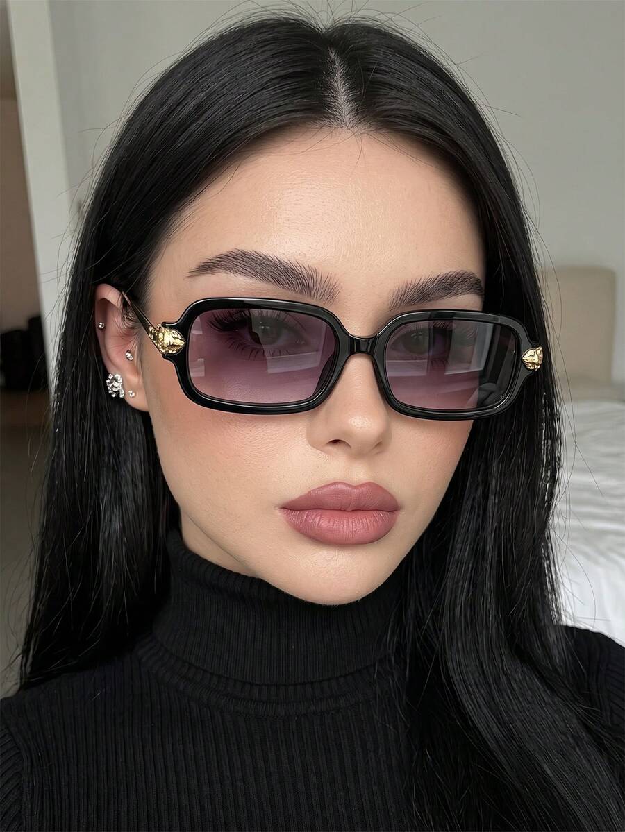 1 Pair Women's Vintage Square Metal Frame Fashion Glasses, Y2K Sweet ...