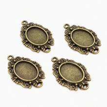10pcs 10x14mm Inner Size Antique Silver Plated Bronze Classic Flower Style Cameo Cabochon Base Setting Pendant Necklace Findings - 10x14mm - View 3