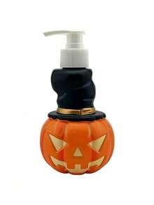 1pc Halloween Pumpkin Shaped Pump Dispenser Bottle 350ml Jack-O'-Lantern With Witch Hat Design, Shampoo Body Wash Hand Soap Universal Storage Empty Bottle, Halloween Bathroom Decor Gift Container, Halloween Gift, Refillable - Orange - View 9