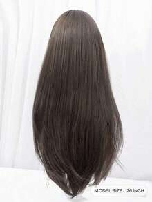 alicegarden 26 Inch Long Synthetic Wig, Natural Straight Style, Stunning Chocolate Brown, With Bangs, Suitable For Women's Daily, Party, Cosplay Use, Natural And Durable, Wig Gift, Halloween - Chocolate Brown - View 4