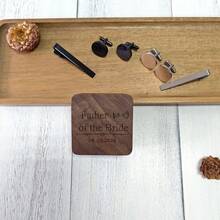 1 Set Of Personalized Metal Cufflink, Tie Clip And Walnut Wood Storage Box, Custom Wedding Accessories For Men, Groomsmen Gifts, Gifts For Fathers - Multicolor - View 4