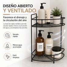 2-Tier Corner Organizer Shelf For Bathroom And Kitchen, Black Iron Fan-Shaped Rack For Cosmetics And Spices, 21 X 21 X 36 Cm - 黑色 - 查看 4