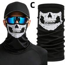 1pc Skull Print Ice Silk Sun Protection Face Mask, Windproof Breathable Magic Bandana, Cycling Motorcycle Outdoor Sports Face Cover, 5 Colors Available - Multicolor - View 5