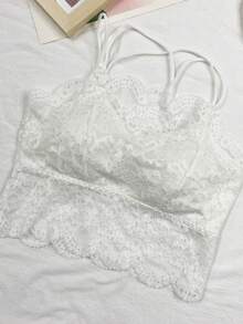 RUIWY White Sexy Lace Camisole, Casual Ladies' Underwear Bra With Removable Pads, Suitable For Spring And Summer - White - View 8