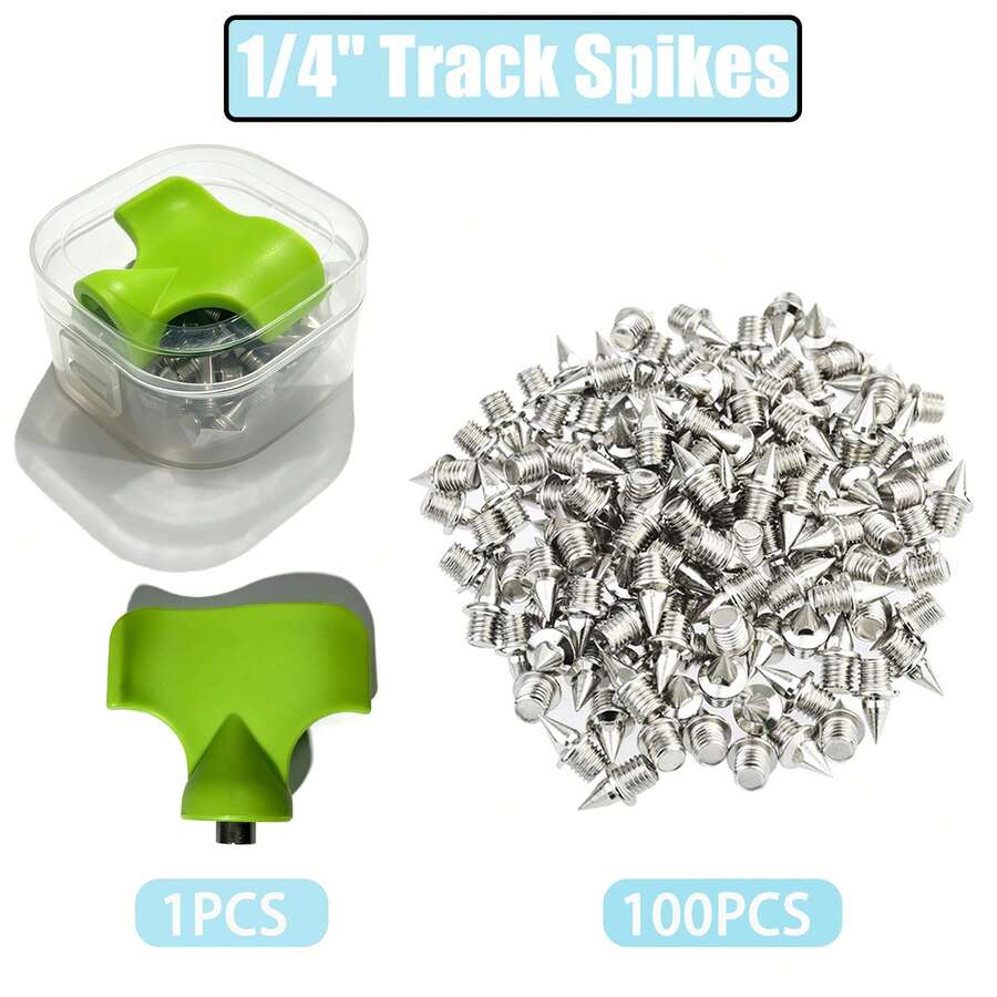 1/4 Inch Track Spikes, 100pcs Steel Track Spikes Replacement Parts And Spike Wrench, Suitable For Sports Running Track Shoes