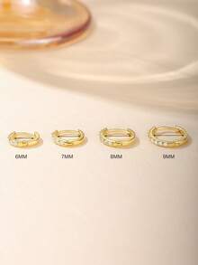 1PC 925 Sterling Silver Classic Diamond CZ 5/6/78/9mm Rook Conch Hoop Earrings 18K Gold Plated Upper Ear Cartilage Helix For Women Daily Wear Party - Gold - View 6