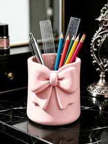 1pc Cute 3D Bow Pen Holder, Multi-Functional Desktop Storage Organizer, Can Hold Pencils, Makeup Brushes, Desktop Decoration Ornament, Home Office Student Stationery - Pen Holder - View 7