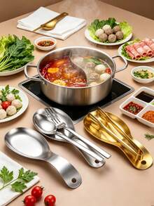 2pcs/1pc Stainless Steel Spoon Rest, Easy To Clean Kitchen Utensil Holder, Kitchen Spoon Rack, Suitable For Home Restaurant Supplies, Soup Spoon Holder, Heat-Resistant Pad, Kitchen Gadget, Compatible With Soup Spoon, Coffee Spoon, Cooking Spoon, Spatula And Tongs, Elegant Cooking Utensil Rack, Heat-Resistant Utensil Rack, Countertop Display, Ideal Gift For Wedding, Christmas, Back To School, Housewarming - Multicolor - View 3