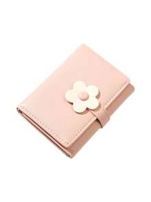 Flower Short Coin Wallet, Simple Black And White Contrasting Color Three Fold Wallet, Compact And Portable Multi Slot Coin Wallet, Cute Storage Wallet - Multicolor - View 17