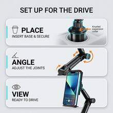 xnyocn Car Cup Holder Phone And Tablet Mount - 360° Adjustable Heavy Duty Universal Phone And Tablet Holder - Black D53-pZ2 - View 10