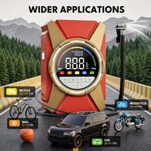 Carsun Car Tire Inflator Pump, 25 Cylinder 120W Fast Inflation With Auto Shut-Off, 12V-DC Dual Digital Display - Tire Pressure Measurement Function, With 3 Meters Long Power Cord, For Large Vehicles - Red Wired - (25-cylinder, 3x Inflation Speed) Model - View 5