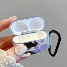 1pc Purple Flower & Black Cat Pattern Apple Bluetooth Earphone Protective Case 1/2, 3/4 Generation Black Card Ring Anti-Scratch Anti-Drop Pro/Pro2/Pro3 Soft Shell - Multicolor - View 4