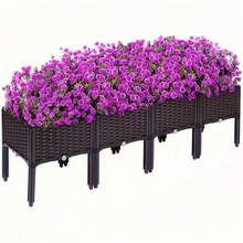 1-Tier/2-Tier/4-Tier Square Plastic Planter Box For Home Balcony, Raised Garden Bed Nursery Pot, Vegetable Planting Box, Tall Legs, Extra Large & Thick, Outdoor Garden Flower And Vegetable Planter - A - View 13
