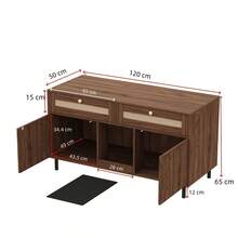 Cat Tree With Cat Mat, Cat Furniture, Pet Cabinet With Rattan Drawer, Pet Sideboard/TV Stand, No Cat Box, White, 120x50x65 - Double Door, 120*50*65 cm - View 5