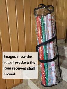 PVC Gift Wrapping Paper Storage Bag, Large Capacity And Space-Saving, With Top And Side Handles, Suitable For Storing Christmas, Birthday, Wedding And Holiday Party Gift Wrapping Paper, Designed For Craft Enthusiasts And Gift Wrapping Experts - Multicolor - View 10