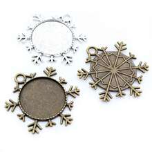 4pcs 25mm Inner Snowflake Pendant Cabochon Blank Base Setting Charms Pendant Bezel Tray DIY Jewelry Making Accessories Findings - Snowflake - View 1