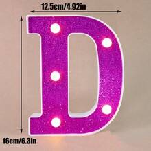 1pc 16cm Purple LED Letter Light, Alphanumeric Night Light, Battery Powered LED Light, Light‑Up Number Sign For Anniversary, Birthday Party Decoration, Wedding Background Decoration, Christmas And Halloween Party Home Bedroom Night Light. - Purple - View 28