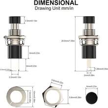 10pcs PBS-110 Momentary Push Button Switch, Reset Non-Locking Small Button Switch - Multicolor - View 2