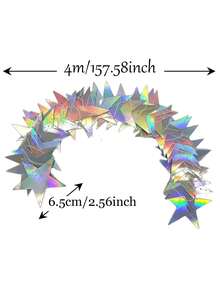 1/3/5pcs Holographic Iridescent Star Hanging Bunting Banner, Shiny Star Garland For Wedding, Birthday Party And Holiday Celebration Backdrop Decoration - Iridescent Star - View 9