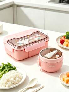 SEAL LOCK Cartoon Lunch Box, Student Campus Large Capacity Meal Box, Compartment Breakfast Bento Box, Fruit Fresh-Keeping Box, Office Worker Weight Loss Meal Box, Suitable For Company, School, Outdoor Picnic And Camping Food Storage - Multicolor - View 3
