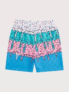 Whitmere Men's Contrast Color Sports Quick-Dry Drawstring Casual Beach Shorts For Summer, Hawaiian - Blue - View 2