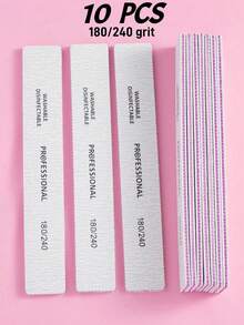 3/5/10pcs Double-Sided 100/180 Grit Reusable Nail Files, Suitable For Natural Nails, Acrylic Nails And Nail Tips, Professional Nail Care Tools For Home And Salon Use - Multicolor - View 20