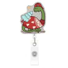1PC Christmas Dinosaur Acrylic Retractable Badge Holder Clip Cute Holiday Decoration - Multicolor - View 5