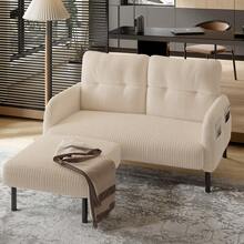 Corduroy Ottoman - Comfortable And Stylish Footstool - 米色 - 查看 7