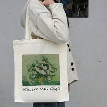 Un clásico bolso de lona con un estampado artístico de "La Rosa" de Vincent van Gogh - bolso de hombro de poliéster duradero y de gran tamaño, adecuado para ir de compras y para el uso diari - A - Ver 6