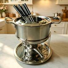 1pc Chocolate Melting Pot, Ice Cream Cheese Fondue Pot, Mini Hot Pot, Deep Fryer, Milk Pot, Stainless Steel Tableware, Home Style, Easy To Use Cheese Pot - View 2