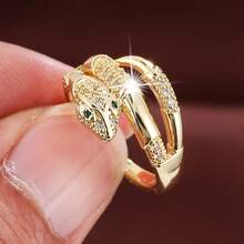 1pc Creative Snake Design Synthetic Zirconia Embellished Fashion Ring For Women - Multicolor - View 5