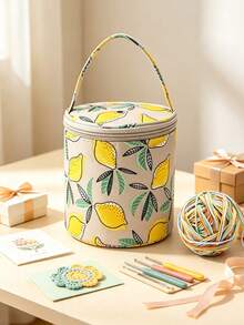Printed Yarn Storage Tote Bag, Large Capacity Crochet Knitting Tool Storage Bag, Multi-Functional Sewing Supplies Organizer, Suitable For Home Sewing And Handicrafts, Keep Accessories Neat And Organized - Multicolor - View 7
