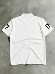 倫敦英格蘭 Polo 衫，英式皇家高爾夫球衫，男士白色英式風格 Polo 衫，適合日常商務休閒夏季運動穿著 - 白色 - 查看 2