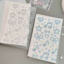 [Back To School]4pcs/3pcs/2pcs/1PC 3 Colors 2 Styles Solid Color Rhinestone Stickers, Including Heart, Bow, Musical Note And Other Geometric Patterns, Suitable For Students' Decoration Cards, Gifts, Notebooks, Diaries, And Can Also Be Used As Gifts - Multicolor - View 20