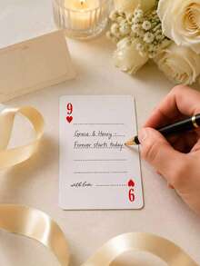 1Set (54 Pcs) Personalized Custom Wedding Playing Cards, Replica Card Deck With Editable Text & Guest Book Lines, Unique Reception Table Favors & Keepsakes For Bridal Couples Guests Friends Family, Elegant Wedding Party Gift Idea - Multicolor 3 - View 7