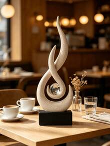 1pc Flame Statue Ornament, 11.8 Inch Abstract Resin Sculpture, Suitable As Modern Home Decor, Minimalist Artwork, Bookshelf, Coffee Table Or Dining Table Centerpiece. 4 Colors Available (No Electricity Required) - Classic Style - View 5
