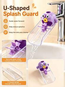 1pc Cartoon Fish Shaped Faucet Extender, Silicone Splash Guard, Dual Interface Design, U-Shaped Anti-Splash, Bathroom Accessory - Multicolor - View 7