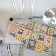 1件復古拼貼花卉印花360°旋轉平板保護殼，多角度觀看書本式支架，相容 iPad A16 2025、Galaxy Tab S9 FE/S8 Plus/S7/S10、Pad、MatePad、Pad、Honor Pad、Xiaoxin Pad - 彩色 - 查看 3