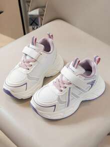 1 Pair Children's Soft Sole Anti-Slip Fashion Casual Breathable Thick Bottom Sports Shoes, Suitable For Spring And Autumn Wear - Purple - View 1