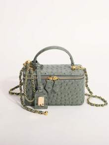 Tie-Dye Polka Dot Handheld Box Bag Versatile Zipper Small Square Bag Chain Shoulder Crossbody Bag Suitable For Commuting And Shopping - Green - View 4