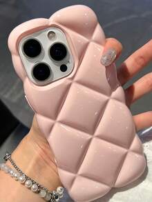 高級玫瑰紅鑽石紋矽膠手機殼，適用於 iPhone 14 Pro Max、13、11、12、14 Pro、13 Pro Max，全包覆創意保護殼，適合女生 - 淺粉色 - 查看 4