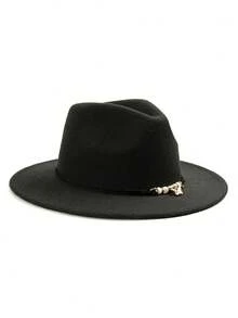 1pc Women's Wide Brim Felt Hat, Woven Rope & Pearl Pendant Decor Vintage Hat, Suitable For Party, Travel, Photography, Daily Wear - Top Hat - View 12